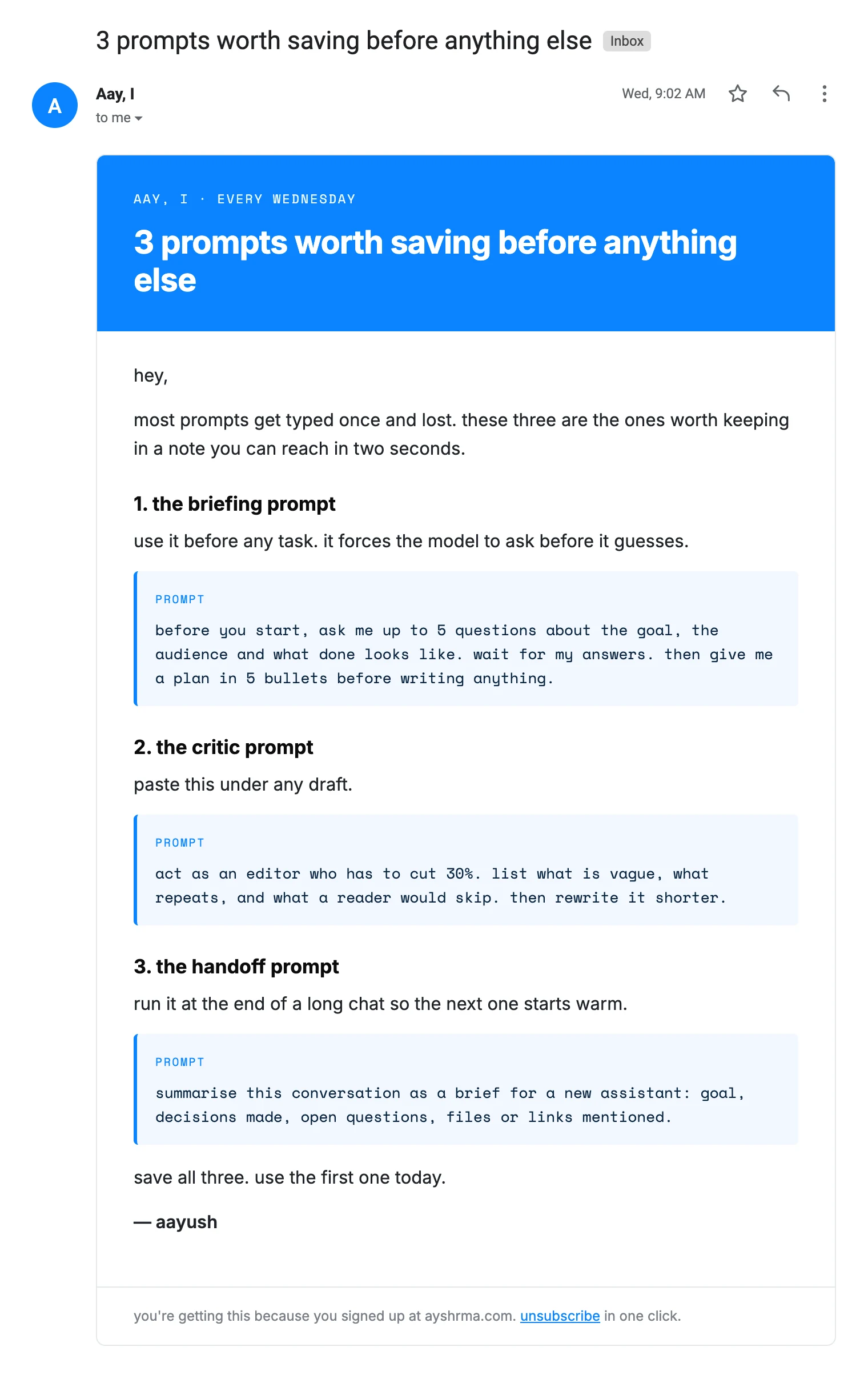 Newsletter issue: 3 prompts worth saving before anything else